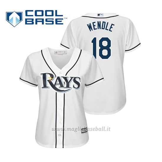Maglia Baseball Donna Tampa Bay Rays Joey Wendle Cool Base Majestic 1ª2019 Bianco